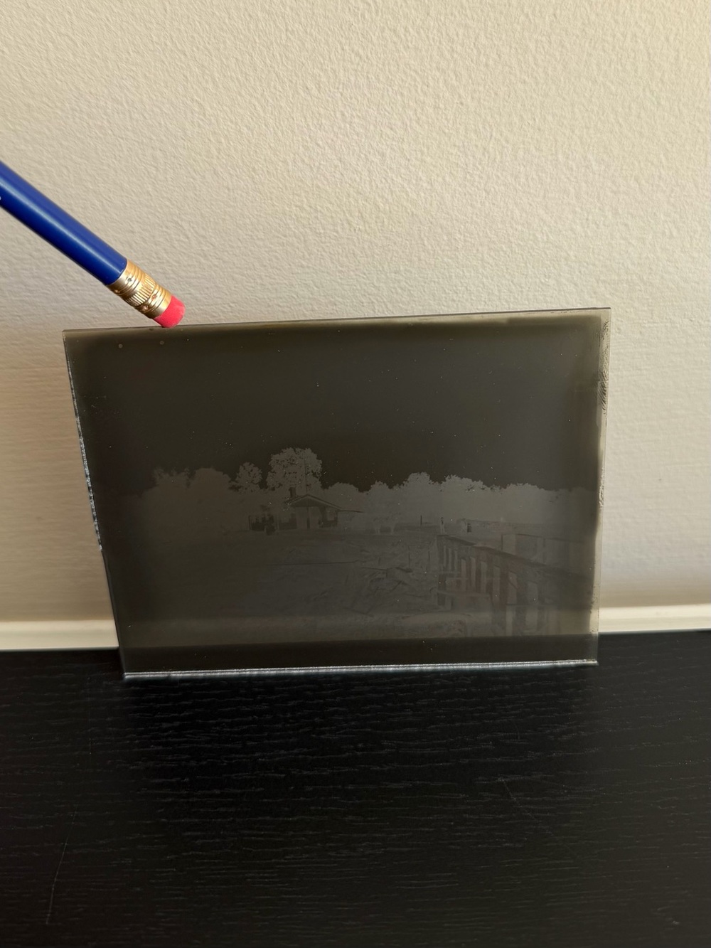 Antique Glass Plate Negative House Structures Ruins Debris People 1800s/1900s